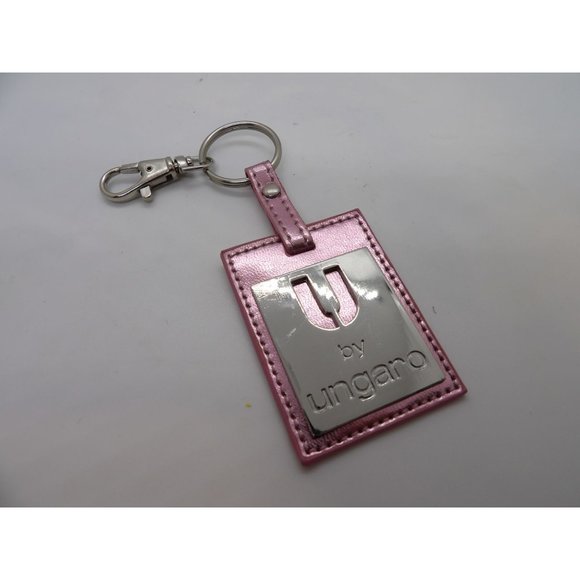 Avon Ungar Pink & Chrome  Leather Key Ring Fob New - Picture 1 of 2